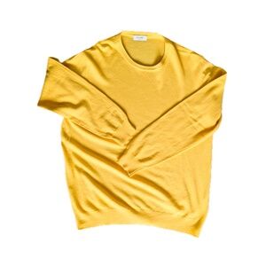 paul white cashmere merino blend canary yellow crew neck sweater italy